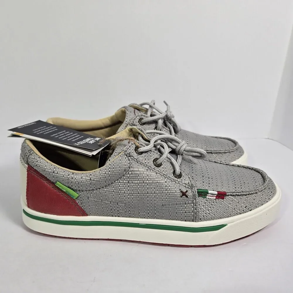 Twisted X® Mens 8.5 Casual Light Grey Mexican‎ Flag Kick Shoes MCA0054 Heritage
